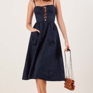 Reformation Ellen Dress in Navy